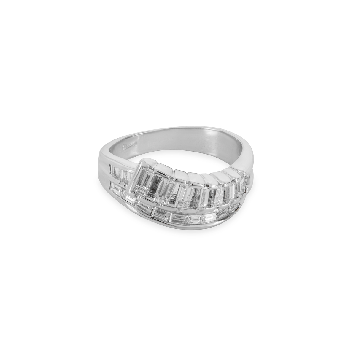 White Gold Baguette Cut Diamond Dress Ring 1.57ct